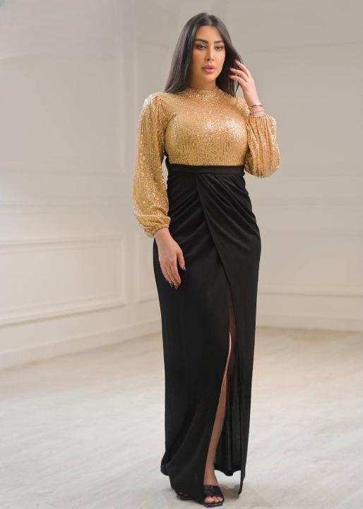 لباس مجلسی و شب ماکسی مدل مرجان - طلایی / سایز4-48/50 ا Dress and long night|پیشنهاد محصول