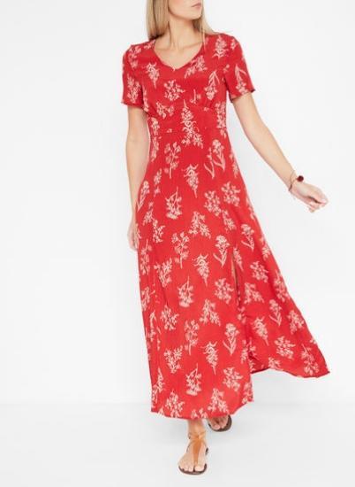 لباس آستین کوتاه با جزئیات چاک جانبی چاپ شده قرمز|پیشنهاد محصول