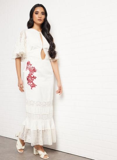 لباس میدی پانل شیفلی با کمربند سفید|پیشنهاد محصول