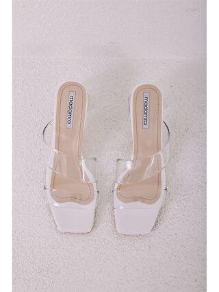 کفش پاشنه دار زنانه سفید برند MADAMRA S2NH56Z8 ا Şeffaf Bantlı Kadın Topuklu Ayakkabı|پیشنهاد محصول