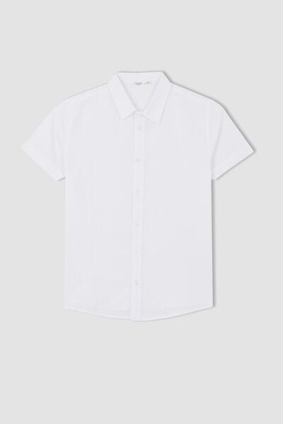 پیراهن بچه گانه پسرانه آستین کوتاه دکمه ای سفید برند DeFacto|پیشنهاد محصول
