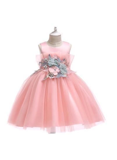 لباس پرنسسی گلدار با کمربند صورتی|پیشنهاد محصول