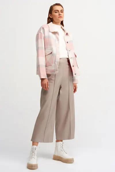 کت چهارخانه پشمی جیب پاکتی زنانه صورتی برند Dilvin|پیشنهاد محصول