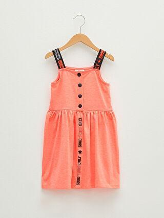 پیراهن روزمره دختربچه نارنجی السی وایکیکی S1HM17Z4 ا Kare Yaka Slogan Yazı Baskılı Askılı Kız Çocuk Elbise|پیشنهاد محصول