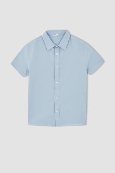 پیراهن بچه گانه پسرانه آستین کوتاه دکمه ای آبی برند DeFacto|پیشنهاد محصول