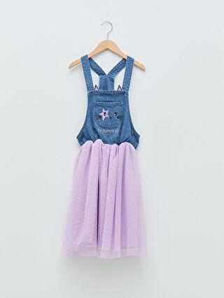 پیراهن روزمره دختربچه آبی السی وایکیکی W17800Z4 ا Kare Yaka Nakış Detaylı Askılı Kız Çocuk Elbise|پیشنهاد محصول