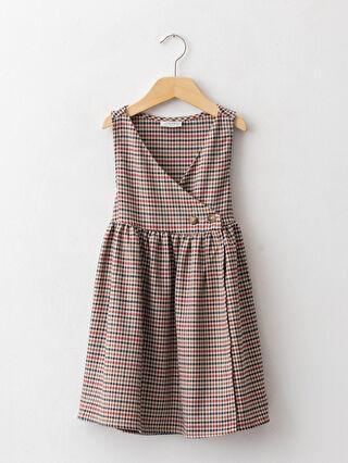 پیراهن روزمره دختربچه قهوه ای السی وایکیکی W1AP18Z4 ا V Yaka Desenli Düğme Detaylı Kız Çocuk Elbise|پیشنهاد محصول