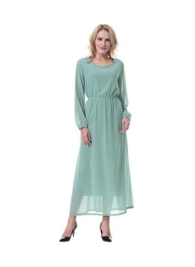 لباس ابریشمی یقه گرد سبز زیتونی|پیشنهاد محصول