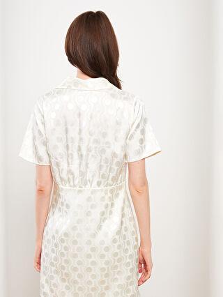 پیراهن رسمی زنانه سفید السی وایکیکی W2GN50Z8 ا Gömlek Yaka Desenli Kısa Kollu Saten Kadın Elbise|پیشنهاد محصول