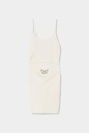 پیراهن رسمی زنانه سفید برشکا 05795376 ا Parlak Taşlı Kelebekli Triko Mini Elbise|پیشنهاد محصول
