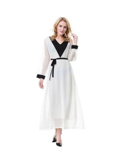 لباس آستین بلند سفید/مشکی|پیشنهاد محصول