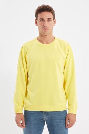 پلیور مردانه زرد برند trendyol man TMNAW22SW0612 ا Sarı Erkek Basic Oversize Fit Sweatshirt TMNAW22SW0612|پیشنهاد محصول