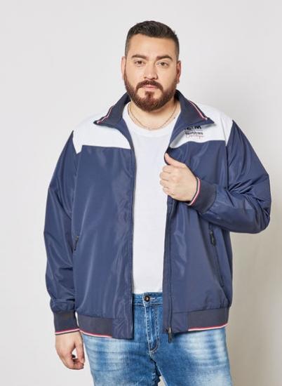 سایز بزرگ Colorblock Bomber Jacket Navy/White|پیشنهاد محصول