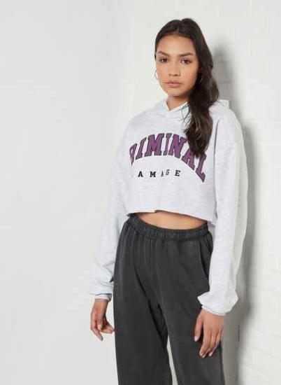 Crop Spellout Hoodie Grey Marl|پیشنهاد محصول