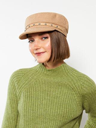 کلاه زنانه بژ السی وایکیکی W2BP35Z8 ا Metal Boncuklu Kadın Kaşe Denizci Şapkası|پیشنهاد محصول
