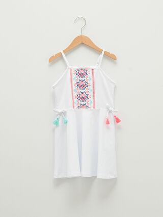 پیراهن روزمره دختربچه سفید السی وایکیکی S1JB75Z4 ا Kare Yaka Askılı Desenli Kız Çocuk Kloş Elbise|پیشنهاد محصول