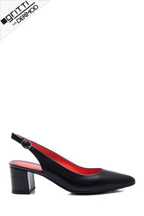 کفش پاشنه دار زنانه سیاه برند derimod 22SFD110018 ا Kadın Deri Gritti For Topuklu Ayakkabı|پیشنهاد محصول