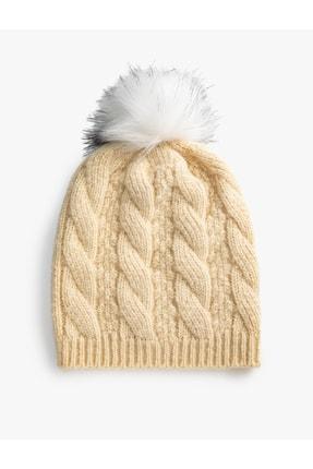 خرید اینترنتی کلاه زمستانی زنانه سفید کوتون 3WAK50179AA ا Saç Örgü Bere|پیشنهاد محصول