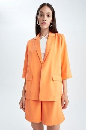 کت زنانه نارنجی دیفاکتو TYC00464094271 ا Regular Fit Viskon Kıvrık Kollu Blazer Ceket|پیشنهاد محصول