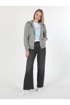 سوییشرت زنانه نقره ای برند colin s .CL1045199_Q1.V2_DMT ا Regular Fit Kapüşonlu Fermuarlı Yeşil Kadın Sweatshirt|پیشنهاد محصول