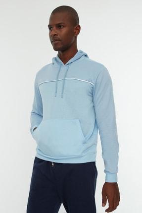 هودی مردانه آبی برند trendyol man TMNAW21SW0366 ا Mavi Erkek Regular Fit Sweatshirt TMNAW21SW0366|پیشنهاد محصول