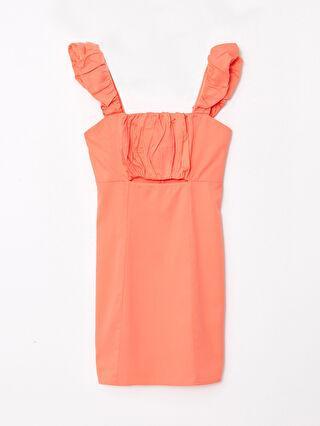 پیراهن رسمی زنانه نارنجی برند XSIDE ا Kare Yaka Düz Kolsuz Pamuklu Kadın Elbise|پیشنهاد محصول