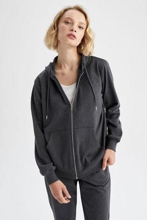 سوییشرت زنانه سیاه دیفاکتو Y1502AZ22AU ا Regular Fit Ince Sweatshirt Kumaşı Hırka|پیشنهاد محصول