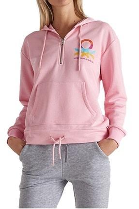 خرید اینترنتی سوییشرت زنانه صورتی بنتون BNT-W20207 ا Kadın Sweatshirt Bnt-w20207|پیشنهاد محصول