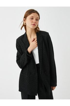 خرید اینترنتی کت زنانه سیاه کوتون 3WAK50126UW ا Oversize Kruvaze Blazer Ceket|پیشنهاد محصول