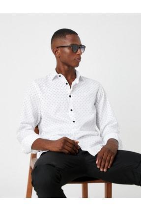 پیراهن آستین بلند مردانه سفید کوتون 3WAM60157HW ا Mikro Desenli Gömlek|پیشنهاد محصول