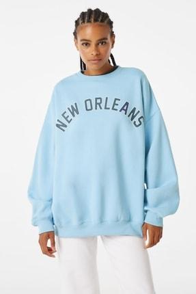 سوییشرت زنانه آبی برشکا 07199670 ا Desenli Oversize Sweatshirt|پیشنهاد محصول