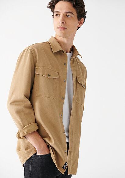 خرید اینترنتی پیراهن آستین بلند مردانه بژ ماوی 0210597 ا Bej Gömlek|پیشنهاد محصول