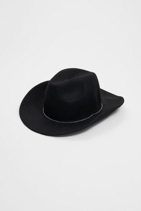 خرید اینترنتی کلاه زنانه سیاه استرادیواریوس 00676411 ا Kovboy Şapkası|پیشنهاد محصول