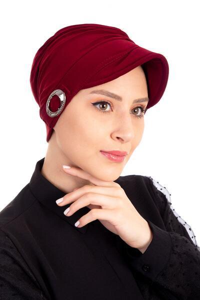 کلاه نخی زنانه لبه دار زرشکی برند LadyColor|پیشنهاد محصول