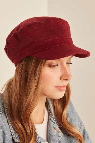 کلاه مدل کاپیتانی زنانه زرشکی برند Y-London|پیشنهاد محصول