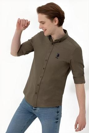 پیراهن آستین بلند مردانه سبز برند us polo assn G081GL004.000.1460554 ا Haki Erkek Gömlek|پیشنهاد محصول