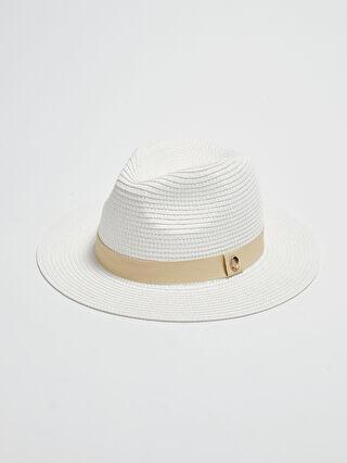 خرید اینترنتی کلاه زنانه سفید السی وایکیکی S1AP04Z8 ا Kadın Hasır Fötr Şapka|پیشنهاد محصول