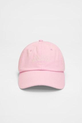 خرید اینترنتی کلاه کپ زنانه صورتی استرادیواریوس 00672411 ا Işlemeli Şapka|پیشنهاد محصول