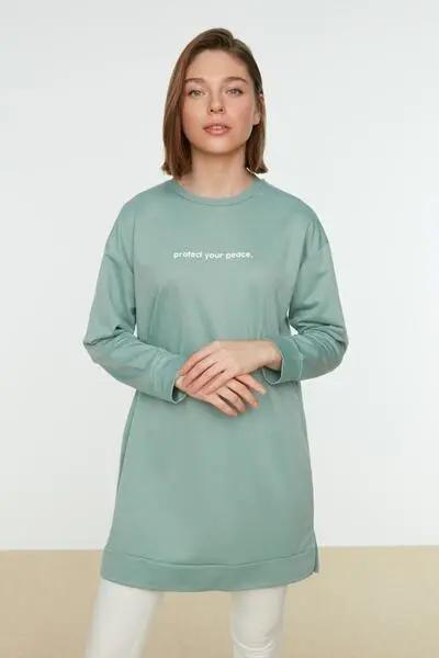 دورس بلند یقه گرد زنانه سبز آدامسی برند Trendyol Modest|پیشنهاد محصول