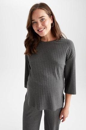 پلیور زنانه طوسی دیفکتو Z2688AZ22WN ا Regular Fit Basic Hamile Sweatshirt|پیشنهاد محصول