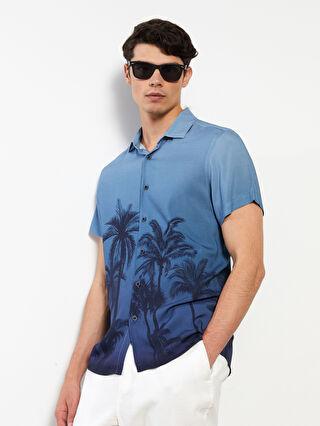 پیراهن آستین کوتاه مردانه آبی السی وایکیکی S2FN75Z8 ا Regular Fit Kısa Kollu Desenli Erkek Gömlek|پیشنهاد محصول