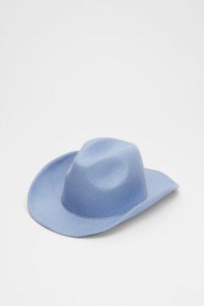 خرید اینترنتی کلاه زنانه آبی استرادیواریوس 00676411 ا Kovboy Şapkası|پیشنهاد محصول