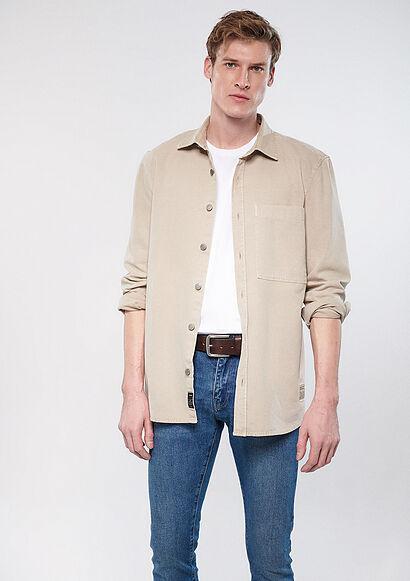 خرید اینترنتی پیراهن آستین بلند مردانه بژ ماوی 0210541 ا Bej Gömlek|پیشنهاد محصول