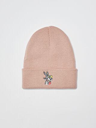 خرید اینترنتی کلاه زمستانی زنانه صورتی السی وایکیکی W13796Z8 ا Bugs Bunny Baskılı Kadın Triko Bere|پیشنهاد محصول