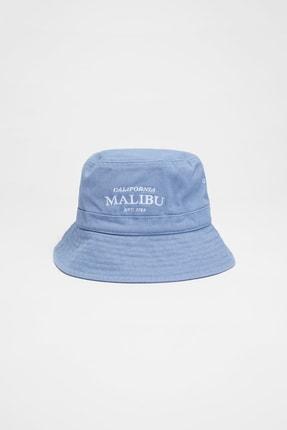 خرید اینترنتی کلاه زنانه آبی استرادیواریوس 00669411 ا Kanvas Balıkçı Şapka|پیشنهاد محصول