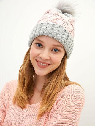 خرید اینترنتی کلاه زمستانی زنانه طوسی السی وایکیکی W1BB80Z8 ا Ponpon Detaylı Kadın Triko Bere|پیشنهاد محصول