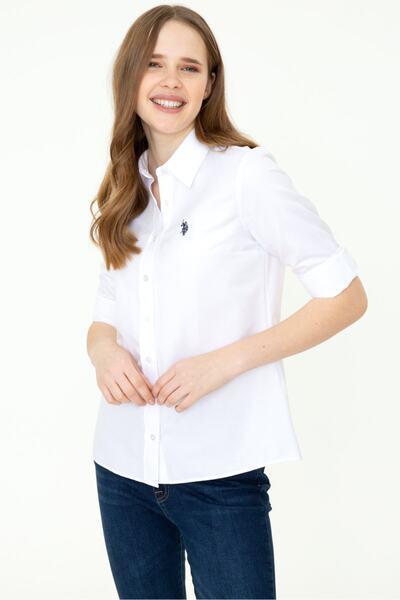 پیراهن زنانه کوتاه یقه مردانه سفید برند U.S. Polo Assn|پیشنهاد محصول