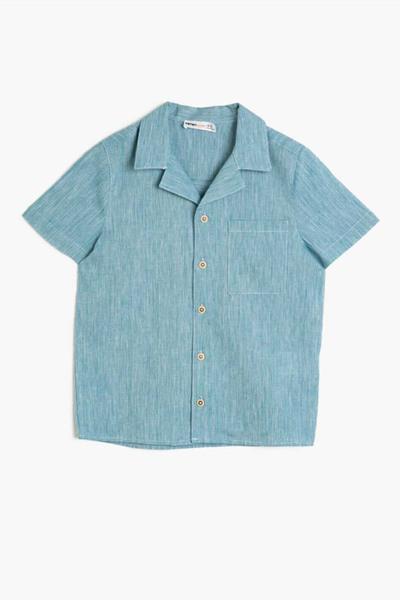 پیراهن نخی بچه گانه پسرانه یقه ترکیبی جیب دار طرح دار ۀبی برند Koton|پیشنهاد محصول