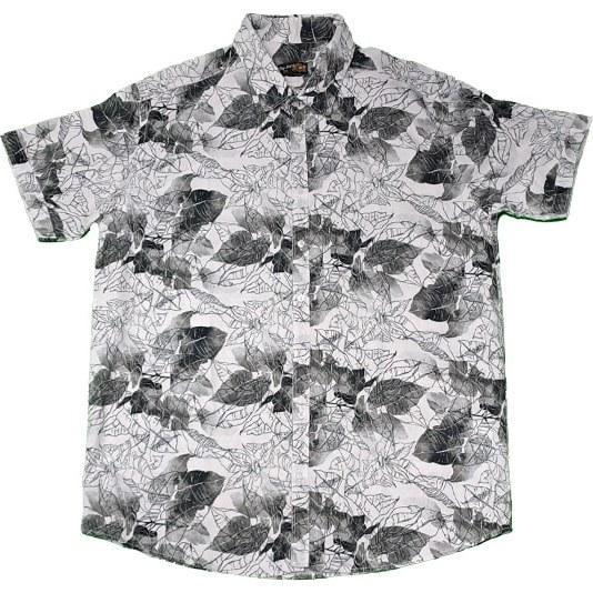 پیراهن آستین کوتاه طرح هاوایی مدل برگ سفید و سیاه|پیشنهاد محصول