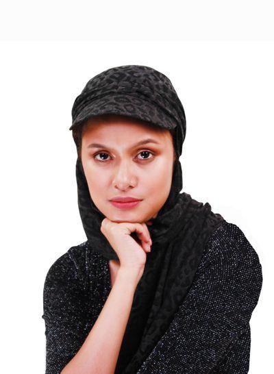 AF زنانه کلاه عمامه با شال مشکی و خاکستری|پیشنهاد محصول